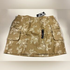 Future Collective Tan Skirt with Floral Design
